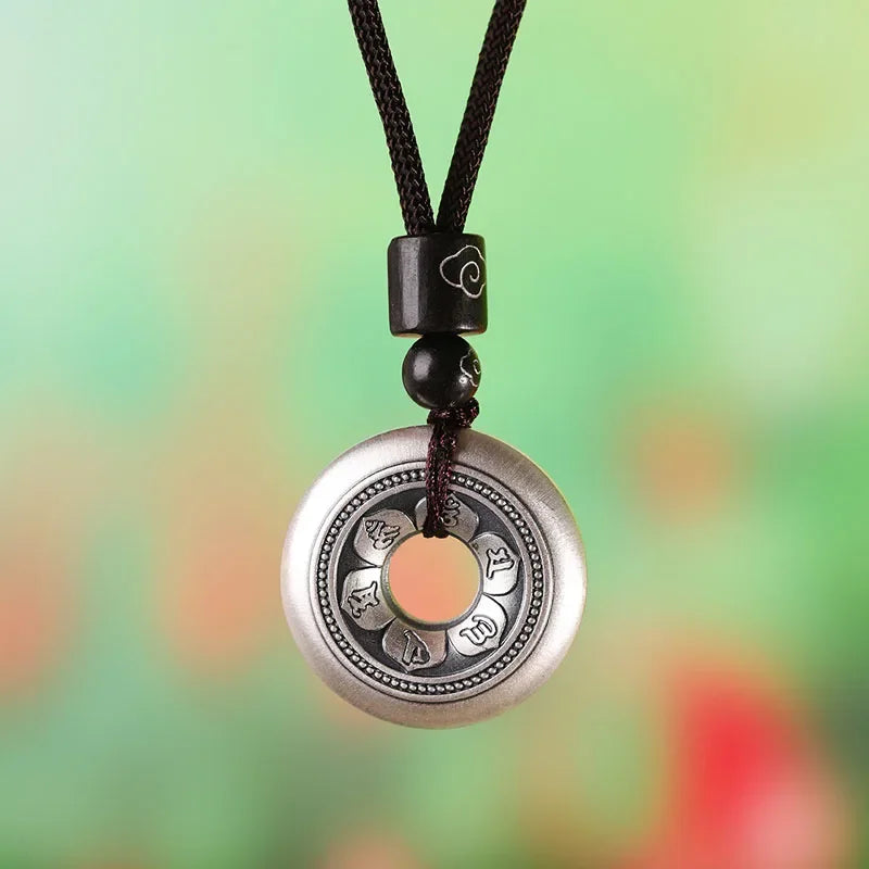 Om Pendant Silver Necklace - Sterling Copper Buddhist Symbol Jewelry | Buddhive
