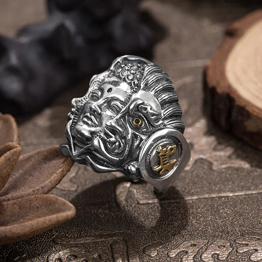 Buddha Ring Demon Protection Zinc Alloy Men's Buddhist Ring 8mm | Buddhive