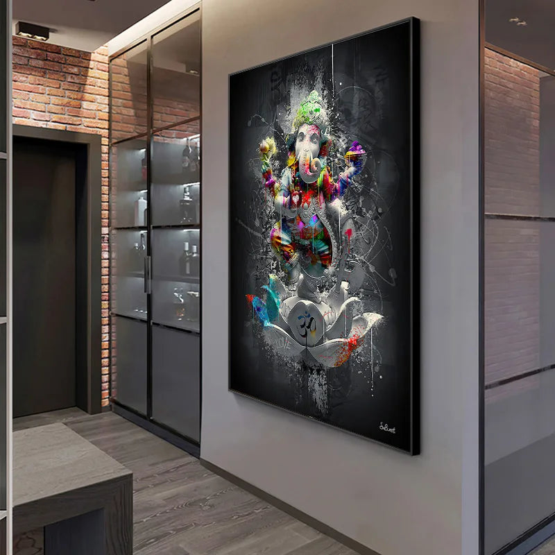Ganesh Wall Art Pop Art Canvas Print - Colorful Hindu Deity Decor | Buddhive