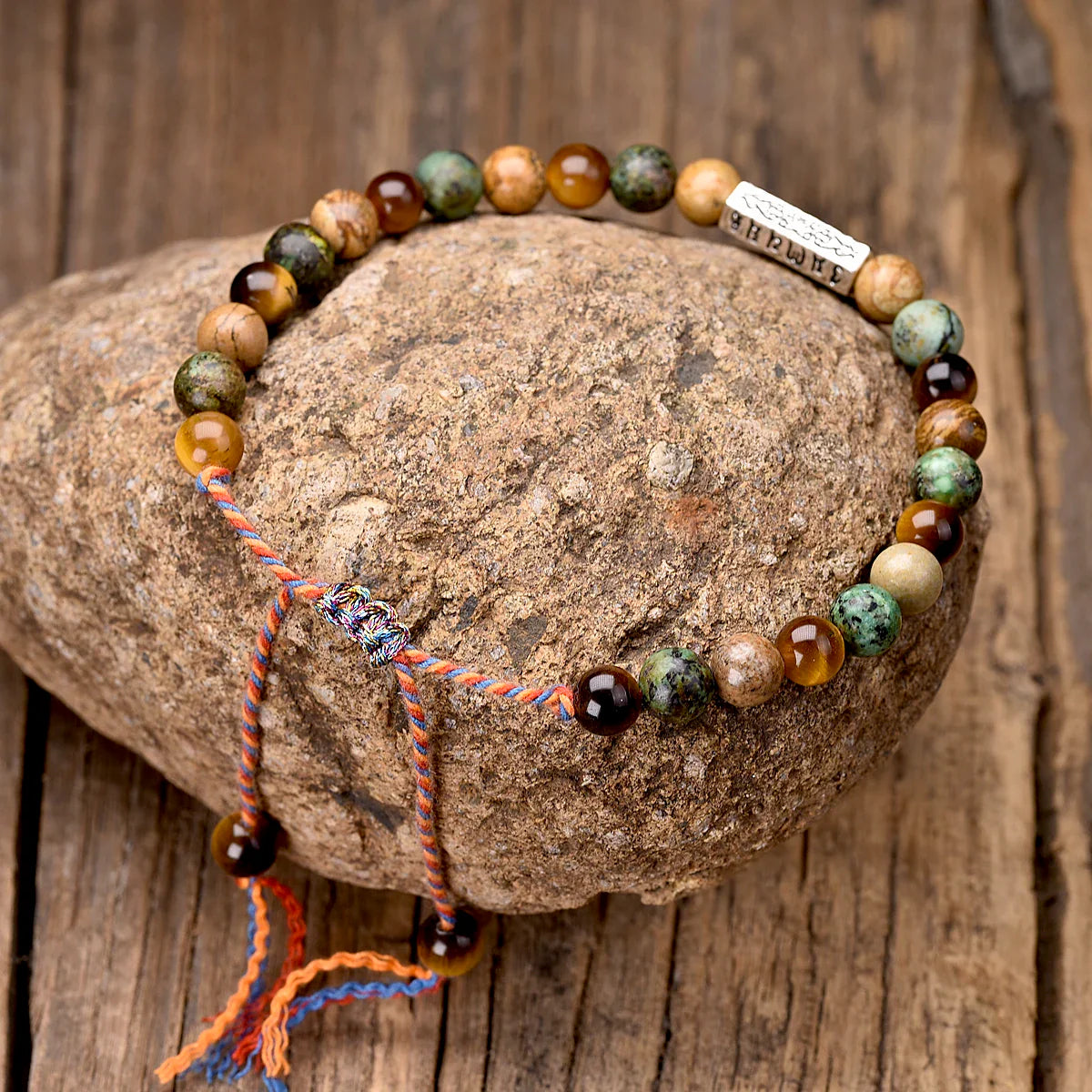 Tibetan Om Bracelet Natural Stone - Handmade Buddhist Prayer Wrist Mala | Buddhive