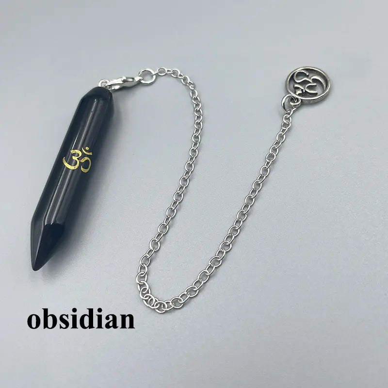 Dowsing Pendulum Natural Stone with OM Symbol - Crystal Divination Tool for Reiki & Energy Work | Buddhive