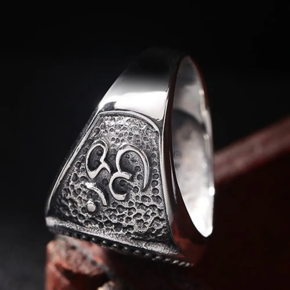 Buddhist Om Ring Sterling Silver 925 - Men's Spiritual Jewelry | Buddhive