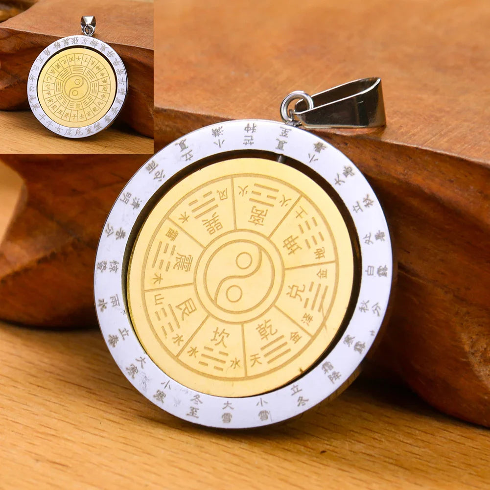 Buddhist Om Amulet Pendant - Round Gold Metal Tibetan Symbol Necklace | Buddhive