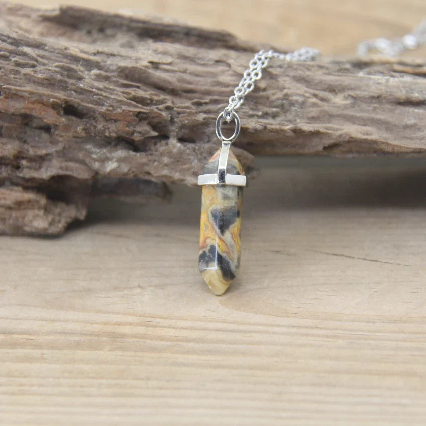 Hexagonal Stone Necklace - Natural Gemstone Pendant - Tiger's Eye & Obsidian | Buddhive