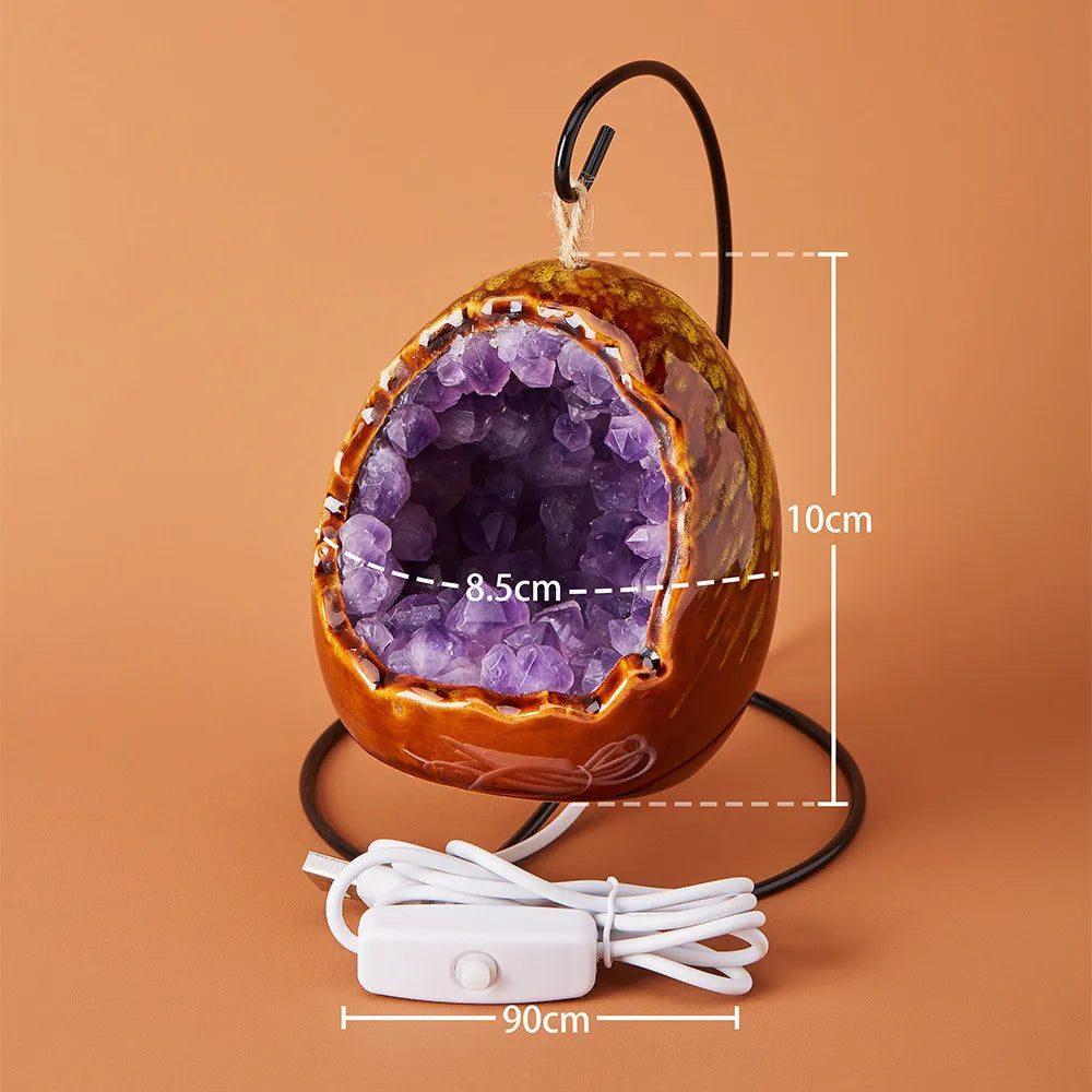 Amethyst Egg Lamp Crystal Nightlight - Purple Geode Healing Stone Zen Decor | Buddhive