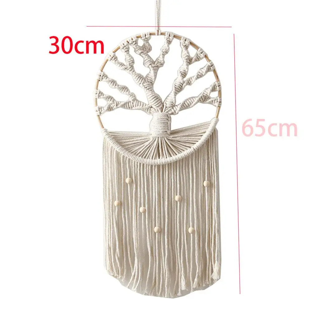 Tree of Life Dreamcatcher Macrame Wall Hanging - Handwoven Cotton Boho Decor 26" | Buddhive
