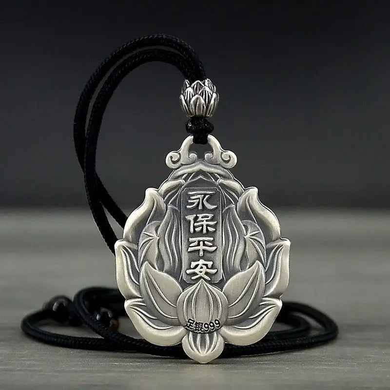 Buddhist Amulet Pendant Silver - Copper Alloy Geometric Protection Charm | Buddhive