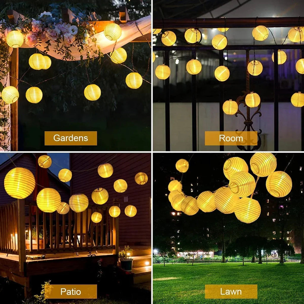 Solar Outdoor Lanterns Chinese Style - LED Garden String Lights - Zen Decor | Buddhive
