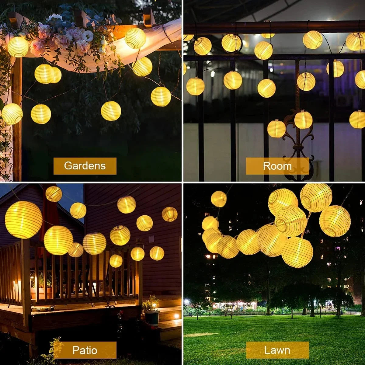 Solar Outdoor Lanterns Chinese Style - LED Garden String Lights - Zen Decor | Buddhive