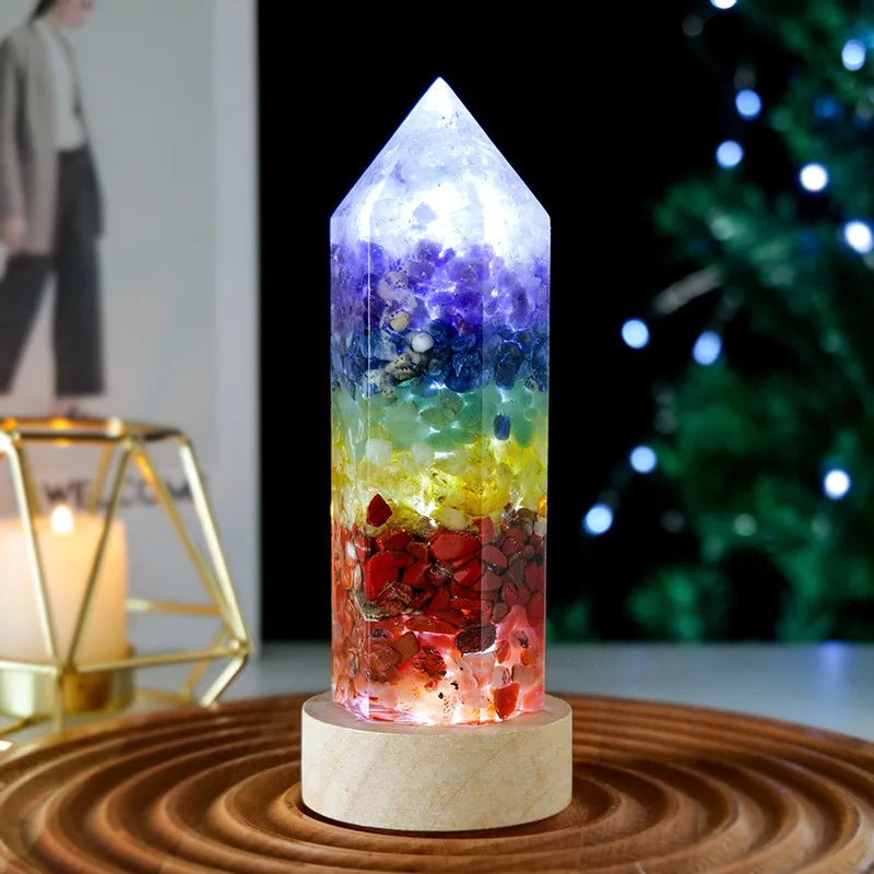 Orgonite Lamp 7 Chakra Natural Stone | Energy Balancing Buddha Light | Buddhive