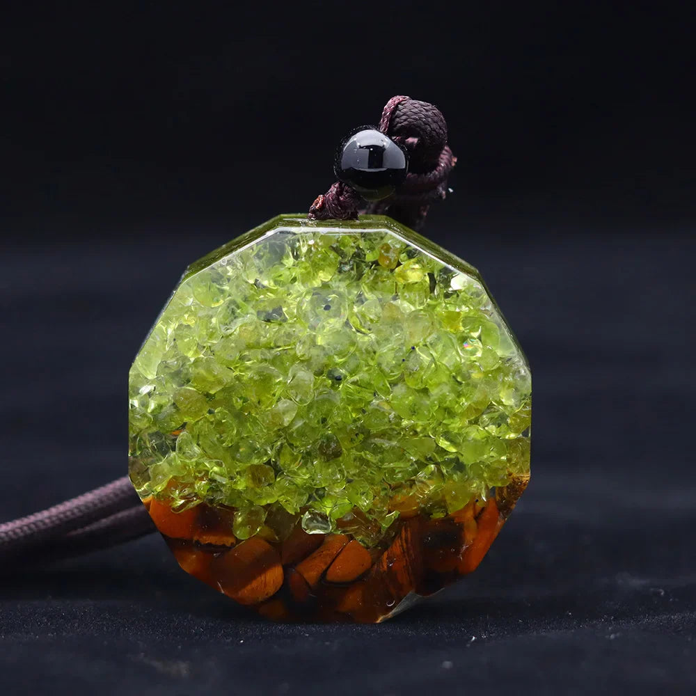 Orgonite Tiger Eye Pendant Tree of Life - Natural Stone Buddhist Necklace | Buddhive