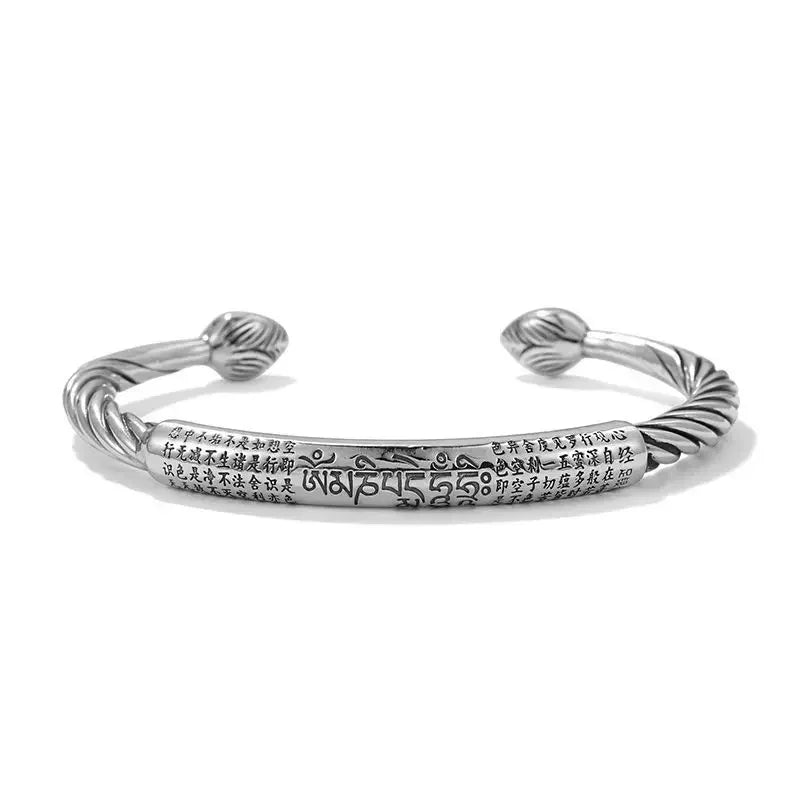 Tibetan Buddhist Silver Bracelet - Adjustable Aluminum Alloy - Spiritual Jewelry | Buddhive