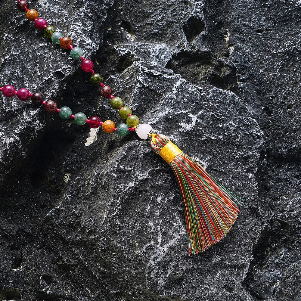 Tibetan Mala Beads Precious Gemstone 108 Prayer Necklace - Handcrafted Natural Stone | Buddhive