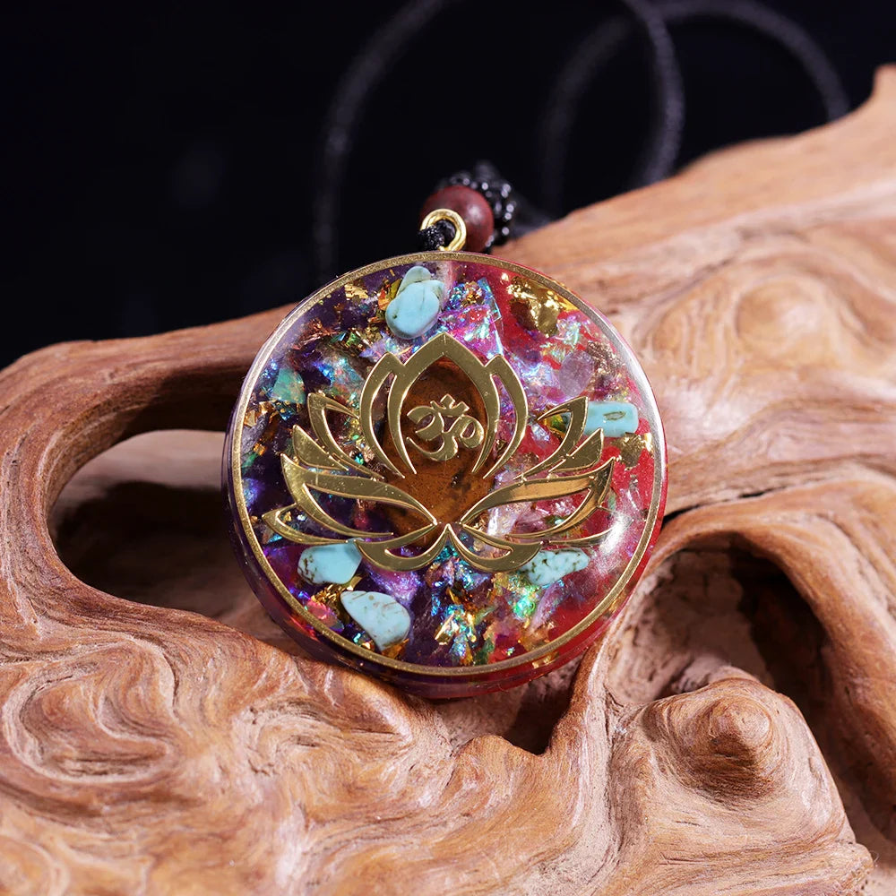 Orgonite Lotus Necklace Pendant - Energy Balancing Crystal Jewelry | Buddhive