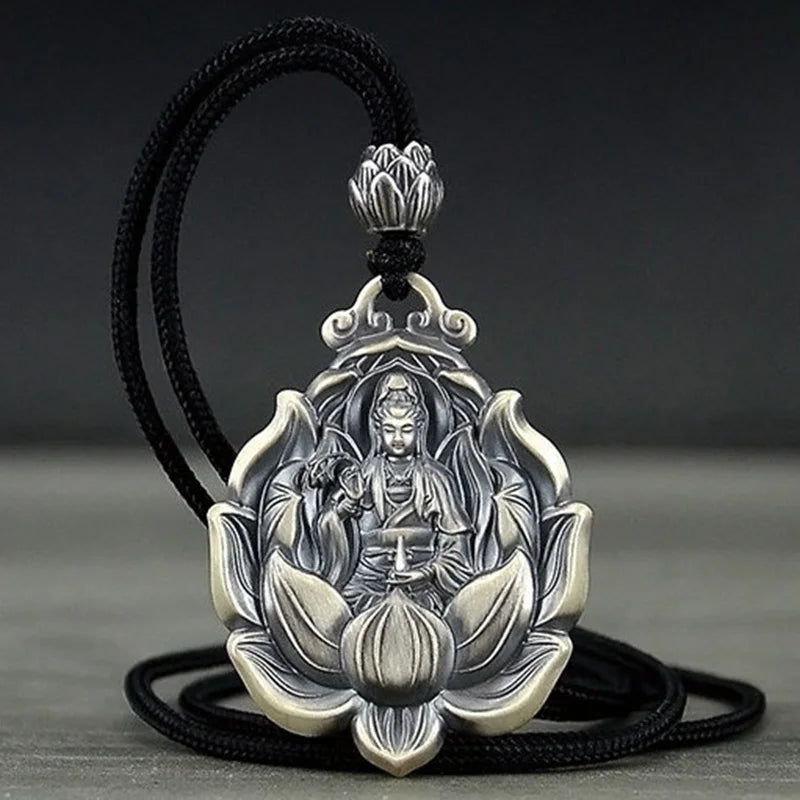 Buddhist Amulet Pendant Silver - Copper Alloy Geometric Protection Charm | Buddhive