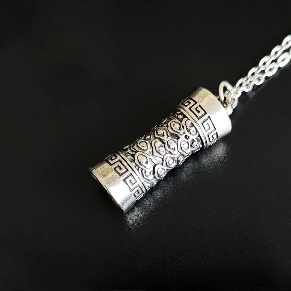 Om Pendant Cylindrical Tibetan Silver Buddhist Necklace - Sacred Mantra Jewelry | Buddhive