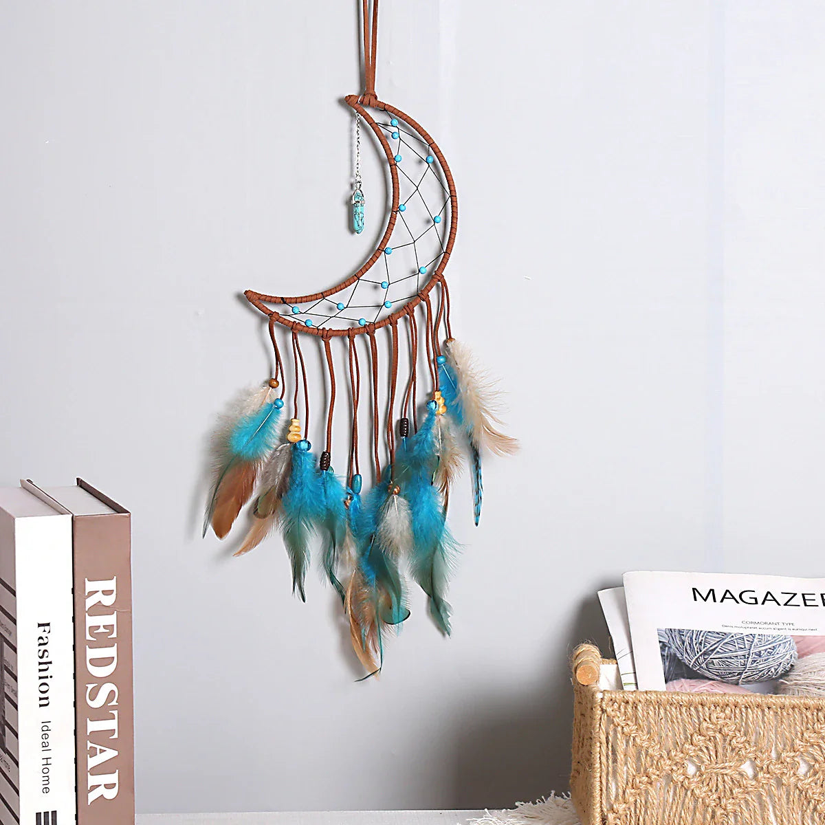 Turquoise Dreamcatcher with Feathers - Boho Spiritual Decor - Handcrafted Wall Hanging | Buddhive