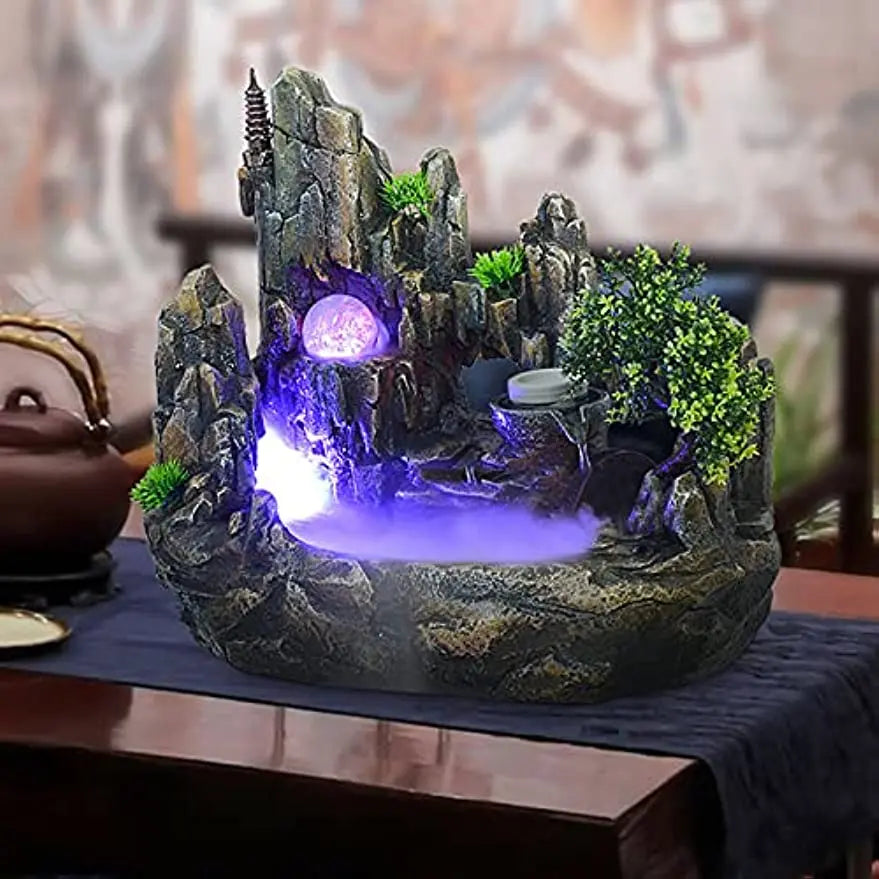 Zen Fountain Indoor LED Resin Water Fountain - Relaxation & Feng Shui Decor | Buddhive
