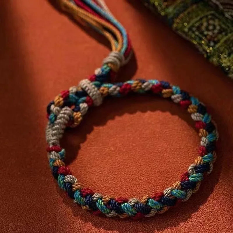 Tibetan Braided Bracelet for Women - Handwoven Buddhist Thread Wristband | Buddhive