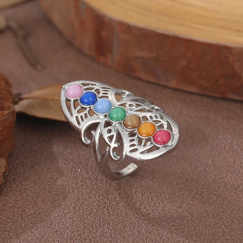 7 Chakra Ring Adjustable Zinc Alloy - Energy Balance & Spiritual Healing Jewelry | Buddhive