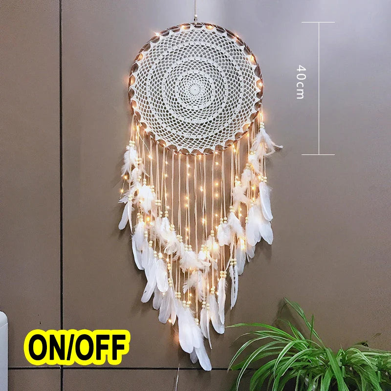 LED Dream Catcher with Lights - Handcrafted Boho Wall Decor - Bedroom & Meditation Space | Buddhive