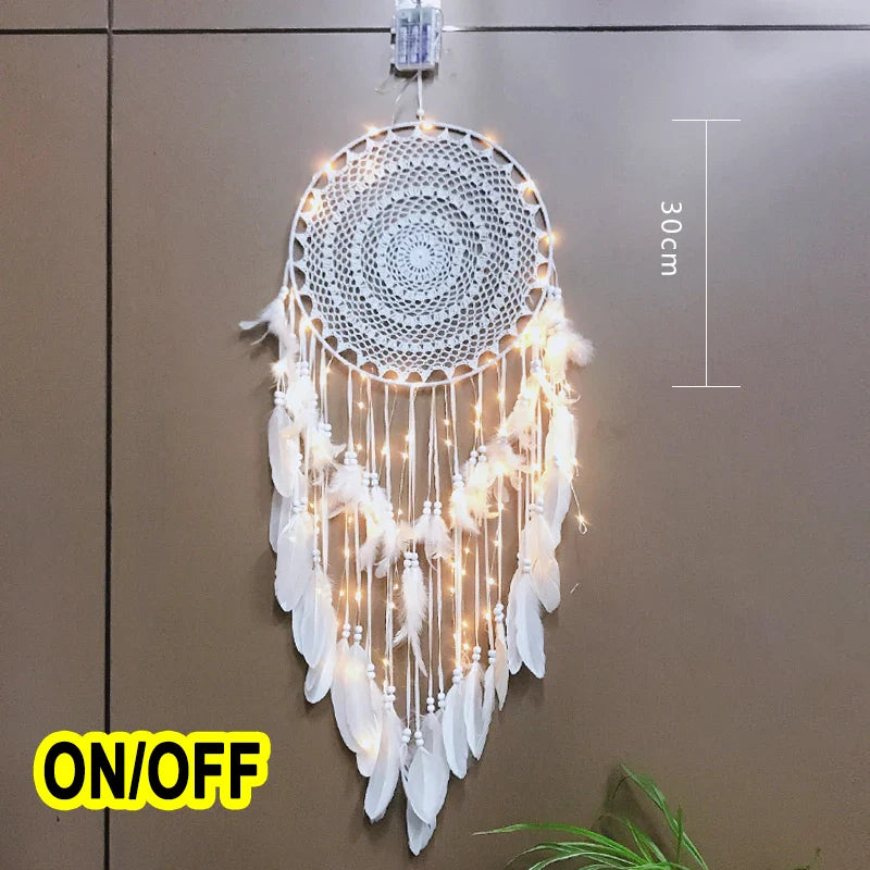 LED Dream Catcher with Lights - Handcrafted Boho Wall Decor - Bedroom & Meditation Space | Buddhive