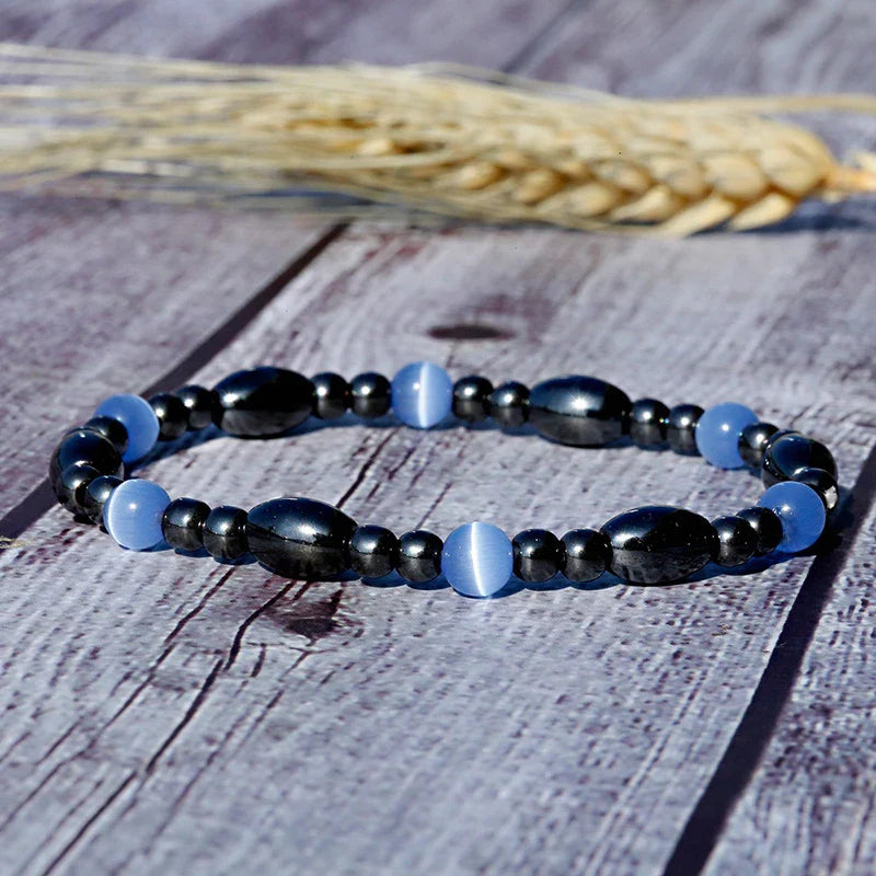 Sleep Bracelet Natural Stone Cat's Eye Magnetic Therapy for Rest & Relaxation | Buddhive