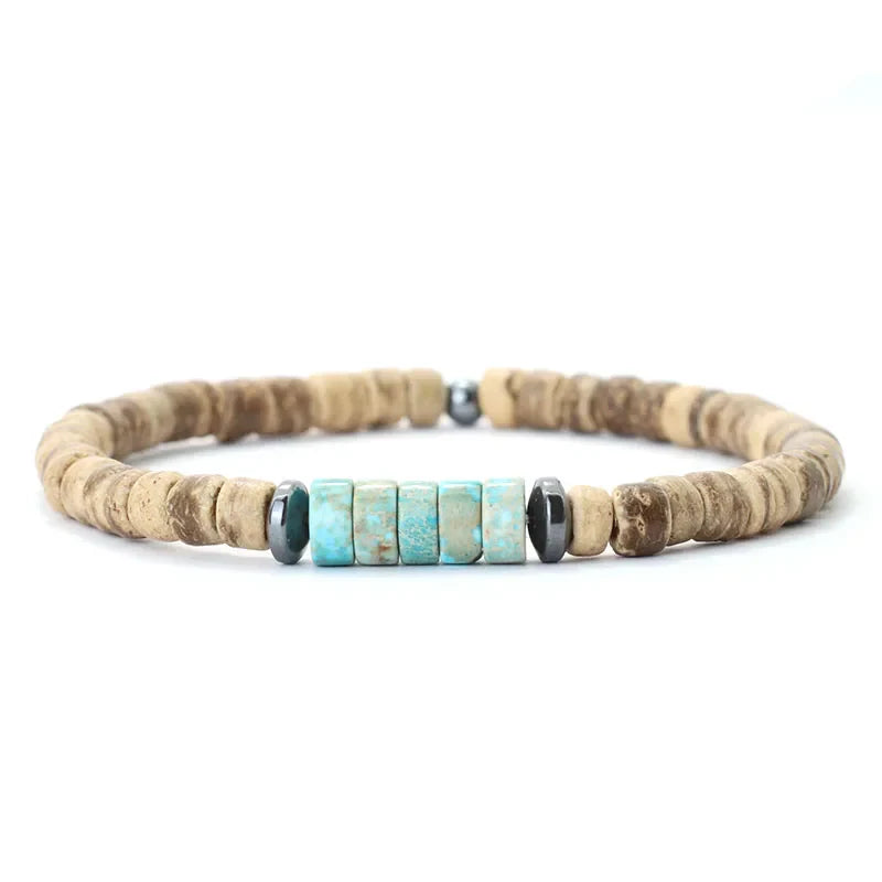 Tibetan Tiger Eye Wood Bracelet - Buddhist Prayer Beads for Protection & Strength | Buddhive