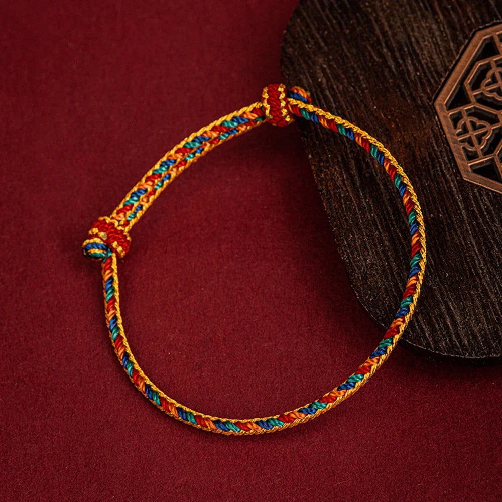 Tibetan Buddhist Bracelet Hand-Braided Cotton - Natural Stone Beads | Buddhive