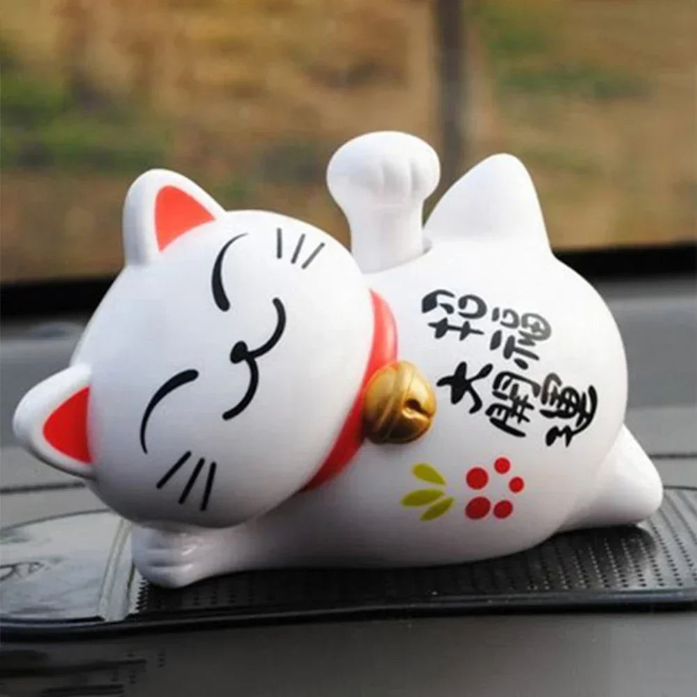 Solar Maneki Neko Lucky Cat - Feng Shui Waving Fortune Cat - Japanese Decor | Buddhive
