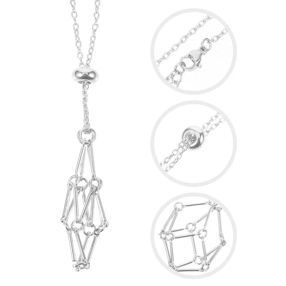Stone Holder Necklace - Adjustable Cage Pendant for Natural Gemstones - Silver & Gold Options | Buddhive