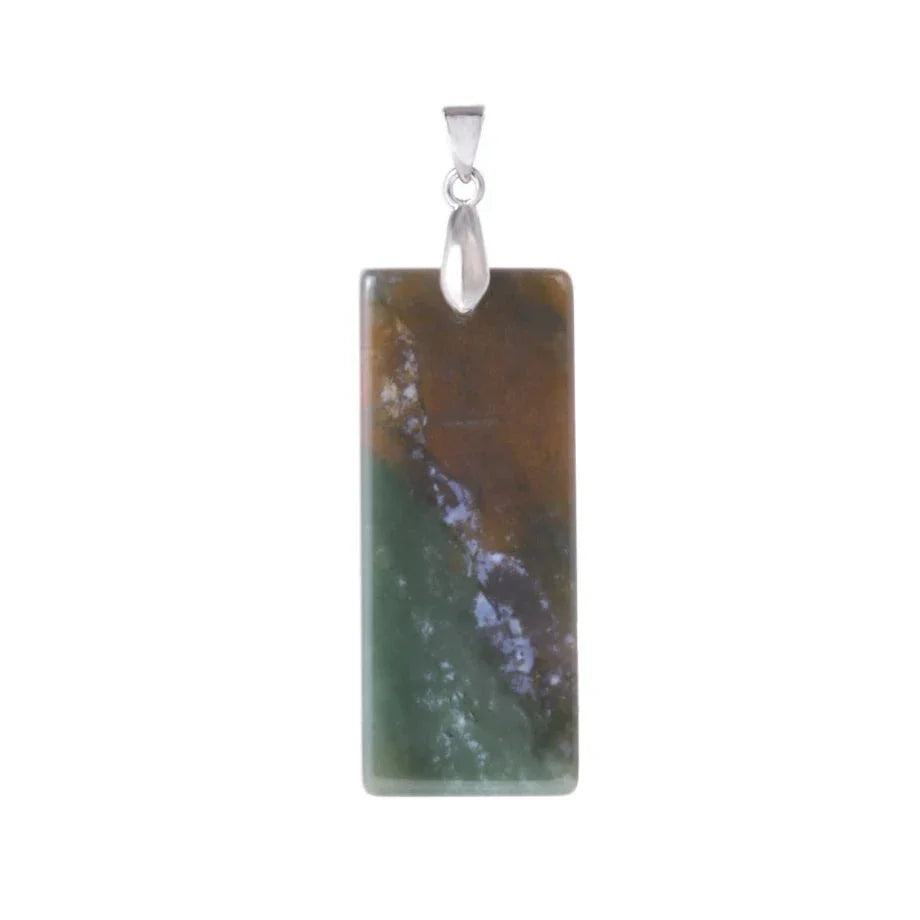 Black Obsidian Necklace Rectangular Pendant - Natural Stone Protection Jewelry | Buddhive
