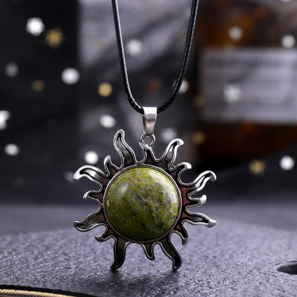Quartz Sun Necklace - Natural Stone Buddhist Pendant - Unisex Spiritual Jewelry | Buddhive