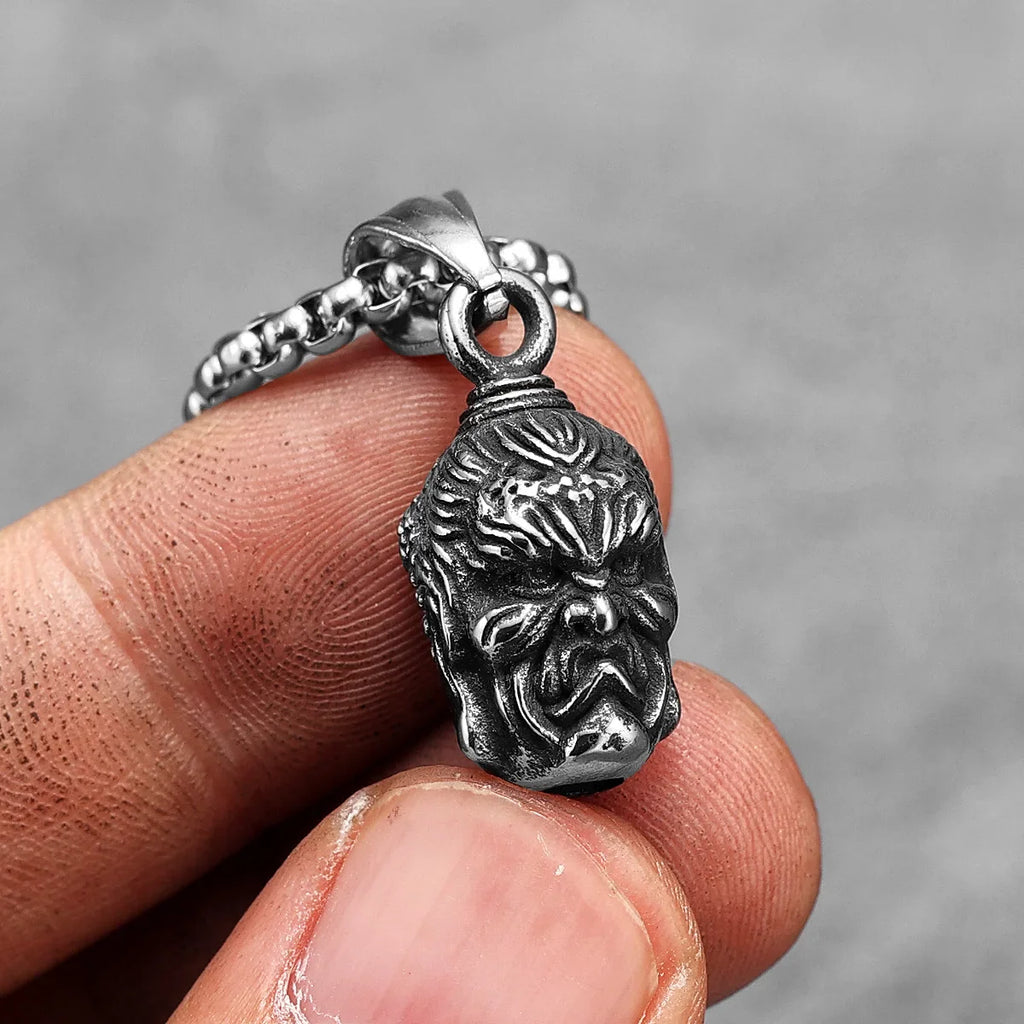 Buddha Demon Face Pendant Stainless Steel - Spiritual Protection Necklace | Buddhive
