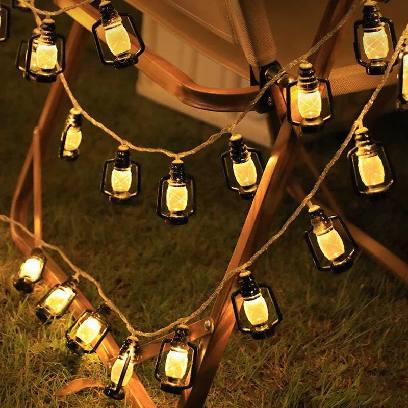 Solar LED Lantern String Lights Rustic Outdoor Garden Decor - 8 Lighting Modes | Buddhive