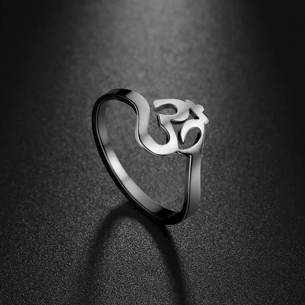 Om Ring Gold Stainless Steel Buddhist Jewelry - Meditation & Spiritual Wear | Buddhive