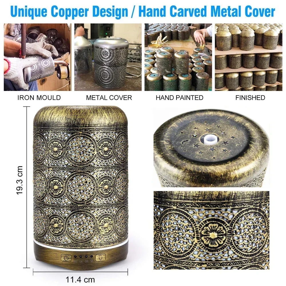 Essential Oil Diffuser Buddhist Ultrasonic Aromatherapy 240ml - Metal & ABS Design | Buddhive