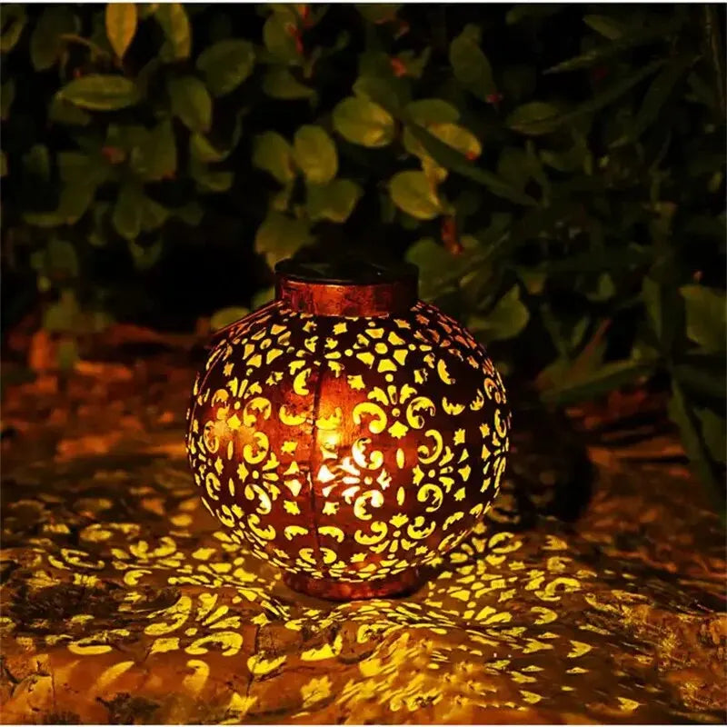 Solar Garden Lantern Antique Bronze - LED Outdoor Light with Shadow Play | Buddhive