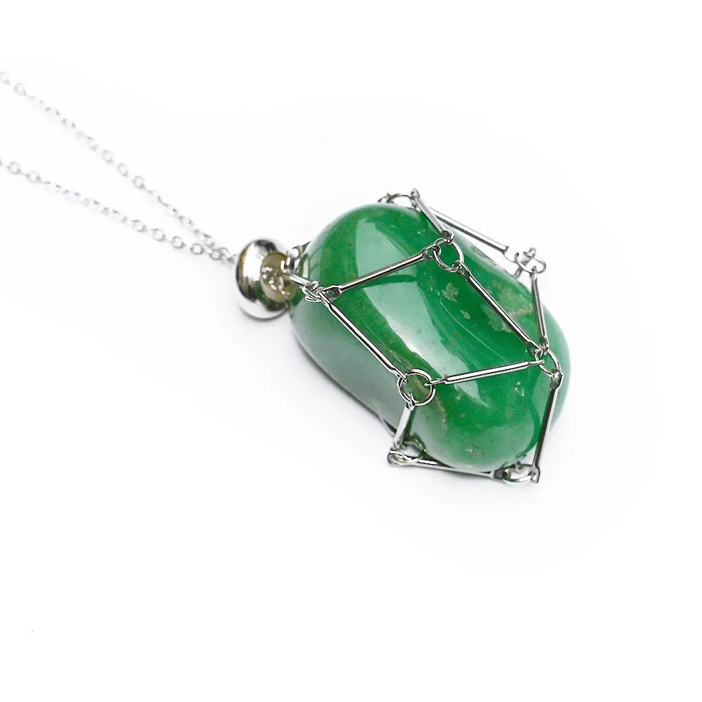 Jade Necklace Natural Crystal Buddhist Jewelry - Stainless Steel Chain | Buddhive
