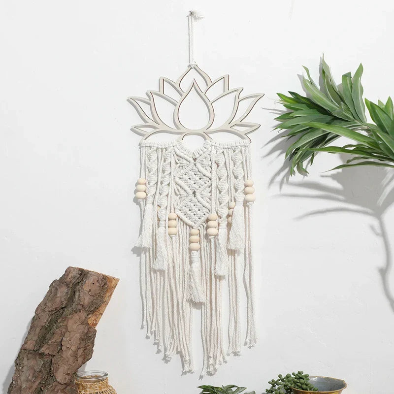 Macrame Dream Catcher Lotus Flower - Handwoven Boho Wall Hanging | Buddhive