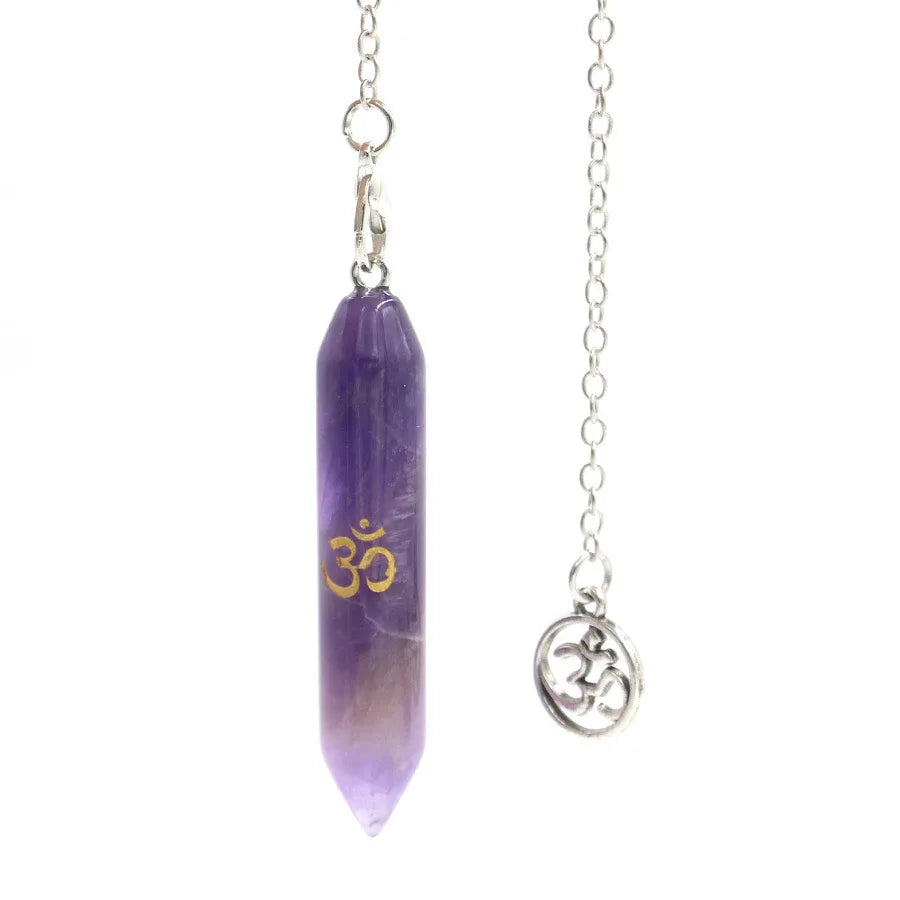 Dowsing Pendulum Natural Stone with OM Symbol - Crystal Divination Tool for Reiki & Energy Work | Buddhive