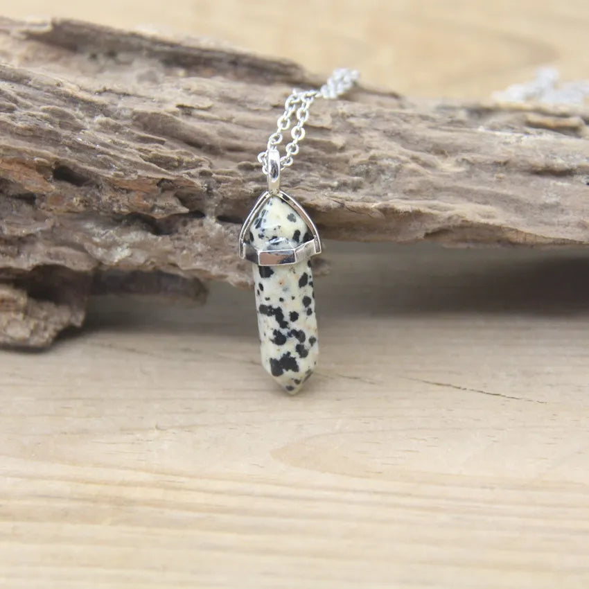 Hexagonal Stone Necklace - Natural Gemstone Pendant - Tiger's Eye & Obsidian | Buddhive