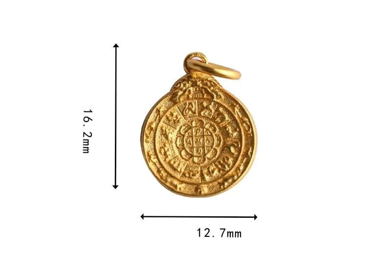 Tibetan Kalachakra Amulet Gold Plated - Buddhist Protection Pendant Sterling Silver | Buddhive