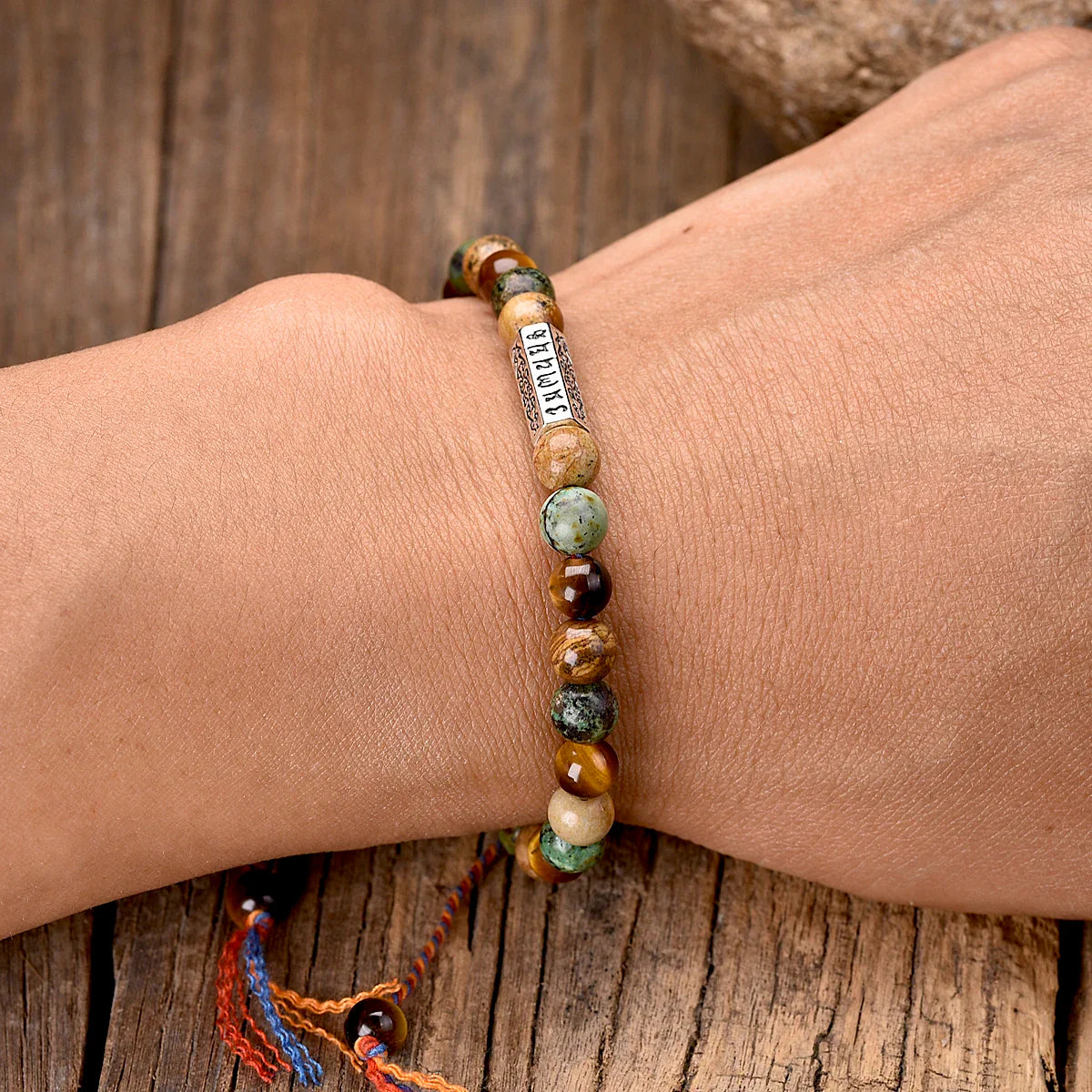 Tibetan Om Bracelet Natural Stone - Handmade Buddhist Prayer Wrist Mala | Buddhive