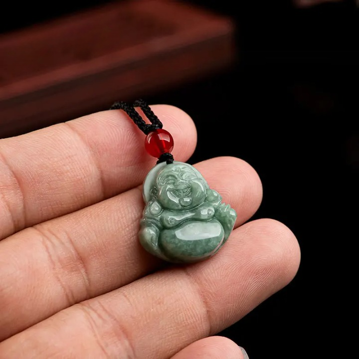 Green Jade Buddha Amulet Necklace - Natural Grade A Jade - Protection & Harmony | Buddhive