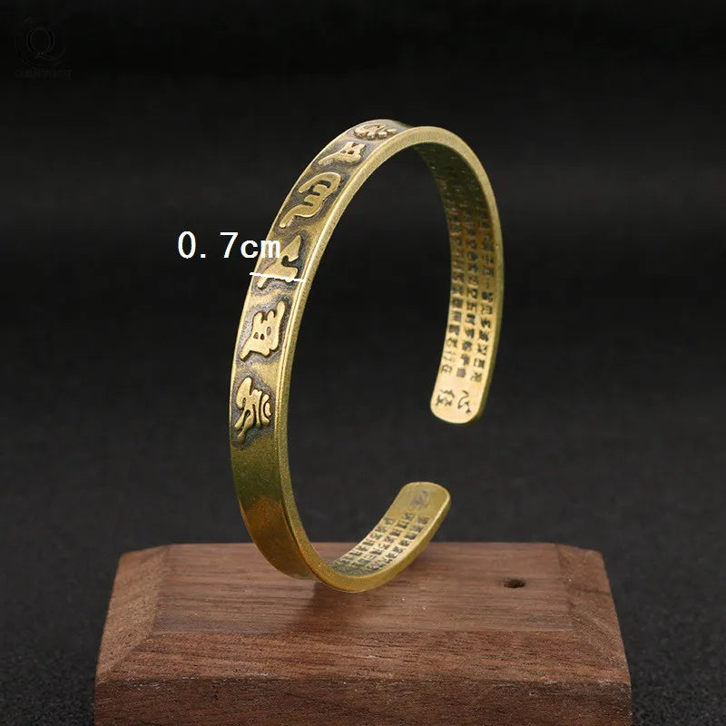 Tibetan Copper Cuff Bracelet - Handcrafted Buddhist Design - Adjustable Boho Style | Buddhive