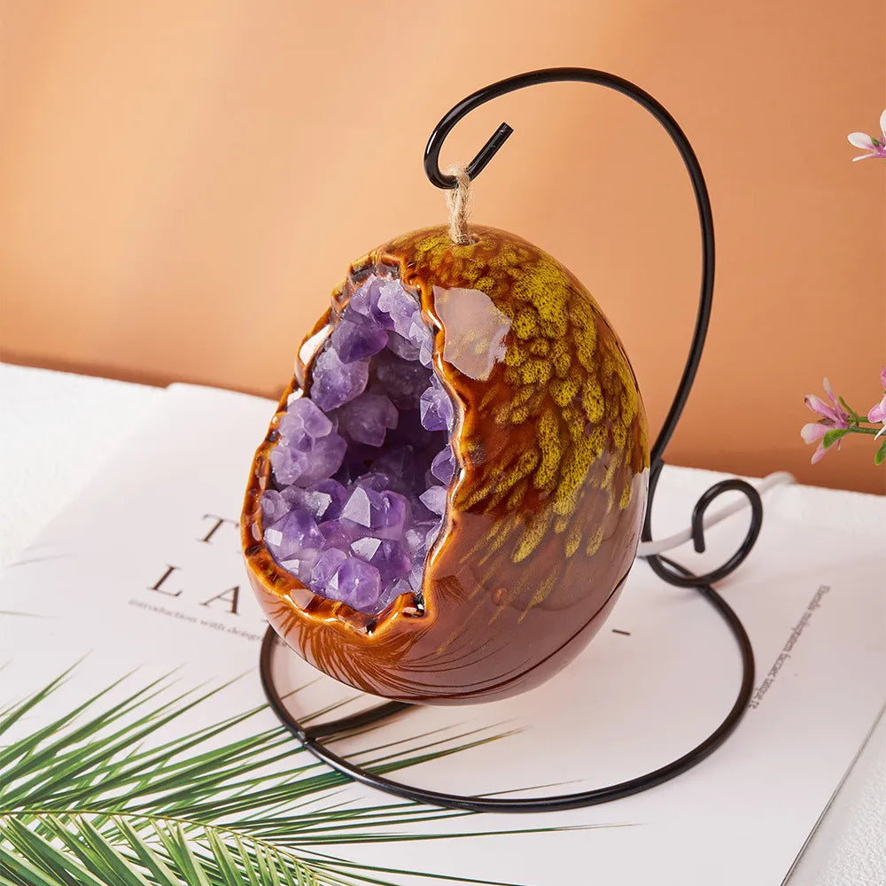 Amethyst Egg Lamp Crystal Nightlight - Purple Geode Healing Stone Zen Decor | Buddhive
