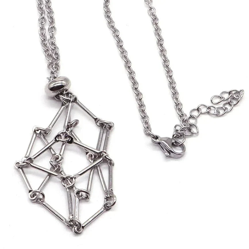 Stone Holder Necklace - Adjustable Cage Pendant for Natural Gemstones - Silver & Gold Options | Buddhive