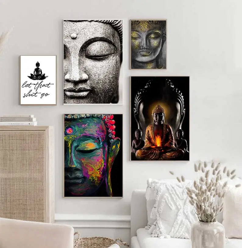 Smiling Buddha Poster Canvas Print - Zen Wall Art for Meditation & Home Decor | Buddhive