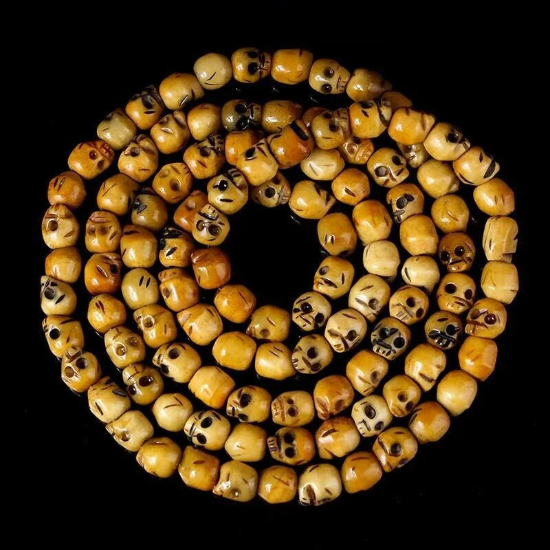 Tibetan Skull Mala Beads 108 Bone Prayer Necklace - Hand Carved Yak Bone | Buddhive